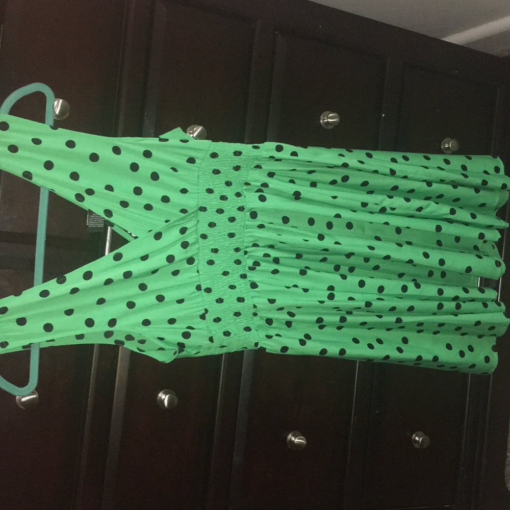 Green polka dot dress